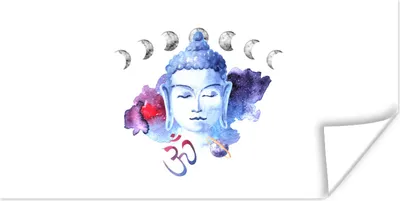 Produktbild von MuchoWow® Poster Buddha - Mond - Rauch 120x60 cm - Bild