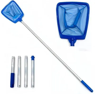 Produktbild von Poolnetz – Netz für Schwimmbäder – Zur Reinigung des Schwimmbeckens – 4-teiliger Teleskopstiel – 36,29 x 25,5 cm – Blau