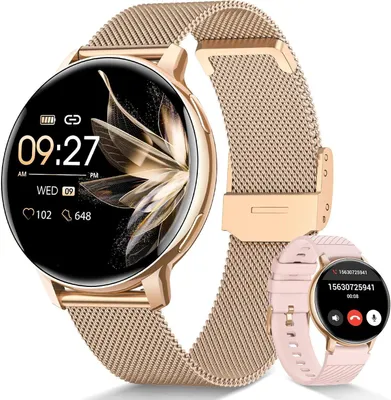 Produktbild von 2026 NEW Smartwatch Damen Fitnesstracker Uhr mit Anrufe,Pulsuhr,SpO2 (3.53 cm/1,39 Zoll), Smartwatch für Damen mit Blutdruck,Schlafmonitor,Zyklus