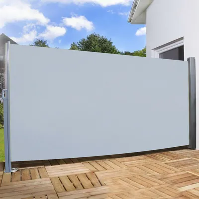 Produktbild von LARS360 180x300cm Sonnenschutz Sichtschutz Windschutz Ausziehbar Seitenmarkise, Seitenwandmarkise Markisenstoff für Balkon und Terrasse Camping, Aus Polyester und Alu Metall Ständer Grau