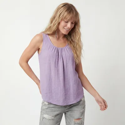 Produktbild von Trägertop Sommer Shirt Innentop blickdichtes Leinenoptik Oberteil 36-48 Damen