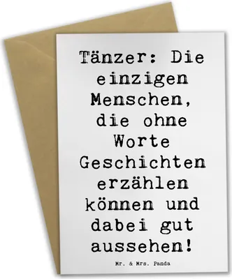 Produktbild von Mr. & Mrs. Panda Grußkarte Spruch Tanzen Geschichten - Weiß - Geschenk, Ausdauer, einladungskarten, Teamsport, Anmut, Sportler Geschenke, weihnachtskarten, Choreografie