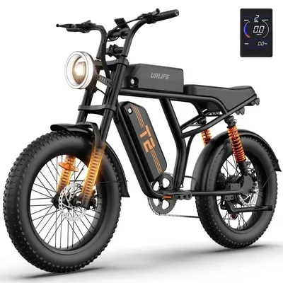 Immagine prodotto di Bicicletta elettrica E-Bike - T2 - Batteria al litio da 48 V - Motore brushless da 200–250 W - Autonomia >60 km - Velocità massima 25 km/h - Ruote da 50,8 cm - Telaio in acciaio - Nero