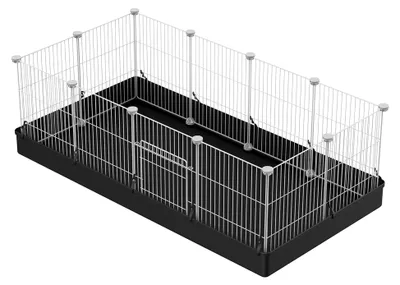 Produktbild von DIY Kleintier-Laufstall mit Tür, Kaninchen- und Meerschweinchenkäfig, Welpen- und Kätzchenlaufstall | Tragbarer Metalldraht-Hofzaun für Innen- und Außenbereich 43x32 12 Stück