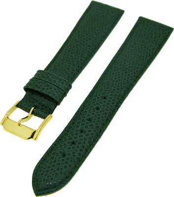 Produktbild von Uhrenarmband Lederband Dunkelgrün Ton in Ton 20mm Dornschließe Gold