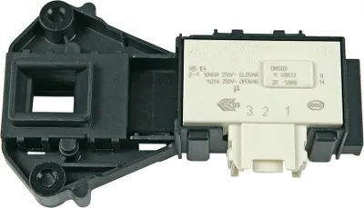 A washing machine door lock mechanism.