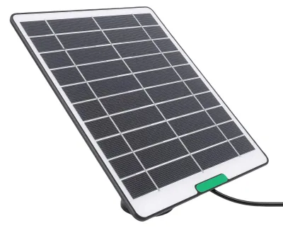 Produktbild von 5 W, 5 V, Solarmodul aus monokristallinem Silizium, tragbares Solarmodul-Set für Kameras, Türklingeln und Sicherheitssysteme, schwarz