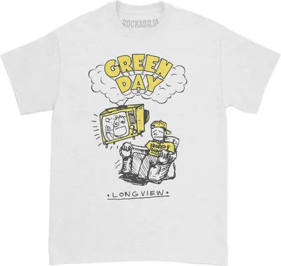 Immagine prodotto di Green Day - Maglietta "Longview Doodle" per uomo/donna Unisex RO1218 (XL) (Bianco)