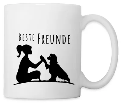 Produktbild von Spreadshirt Beste Freunde | Mensch Und Hund Tasse, One size, Weiß