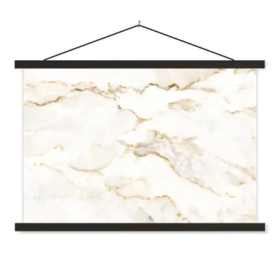 Produktbild von MuchoWow® Textilposter Marmor - Limette - Gold - Luxus - Marmoroptik - Weiß 90x60 cm mit schwarzem Rahmen - Aufhängungssatz