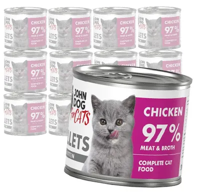Zdjęcie produktu dla John Dog for Cats Mokra Karma Dla Kociąt Filety Z Kurczaka 12x140g