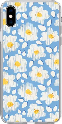 Produktbild von MuchoWow® Handyhülle Schutzhülle Hülle für Telefoonhoesje iPhone Xs Mädchen - Blumen - Blau - Muster - Mädchen - Kinder - Kinder - Kind Silikon Softcase Handy Hülle - Handytasche