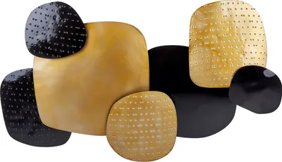 Produktbild von BELIANI Wanddekoration Schwarz und Gold Eisen Geometrisch Einteilig Handgemacht Modern Wandobjekt Wanddeko für Schlafzimmer Wohnzimmer Küche Esszimmer