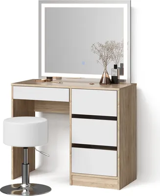 Produktbild von Schminktisch Livinity Imola Sonoma mit LED-Spiegel und Hocker, Model 52415