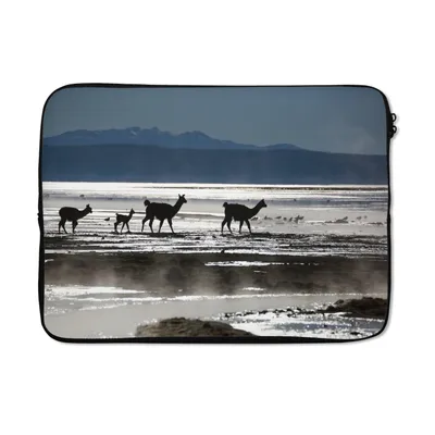 Produktbild von MuchoWow® Laptop Hülle 14 ZollAlpakas - Berg - Wasser Laptoptasche - Laptoptasche - Stoßsicher - Schutzhaube