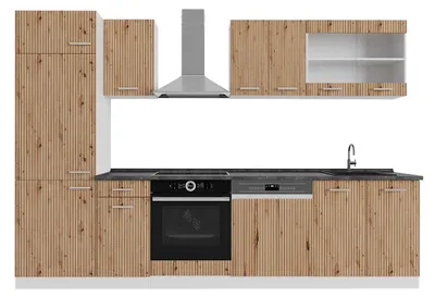 Image de Cuisine Vicco R-Line Artisan chêne/blanc 300cm , PT Anthracite, Model 48974