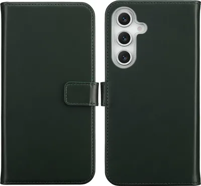 Image de Selencia Bibliothèque en cuir véritable pour le Samsung Galaxy S25 FE - Vert