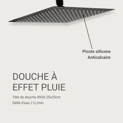 Image de Tête de douche noire carrée VEYLA