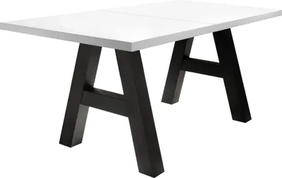 Produktbild von Esstisch ausziehbar Elia 7 160 x 90 x 75 Esszimmertisch Schwarzstahl/Weiß Matt Lack 13306-160
