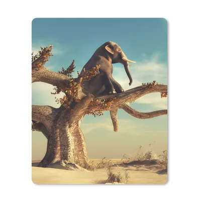 Produktbild von MuchoWow® Mauspad Mousepad Elefant - Baum - Natur - Wüste 30x40 cm - Mousepads - Maus Mat - Pad - Mausunterlage - Mausmatten