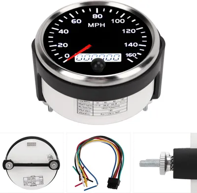 Zdjęcie produktu dla 3,3-calowy prędkościomierz 12V/24V 0-160MPH wskaźnik prędkości wyświetlacz LCD z białym bursztynowym podświetleniem do samochodu, ciężarówki, łodzi
