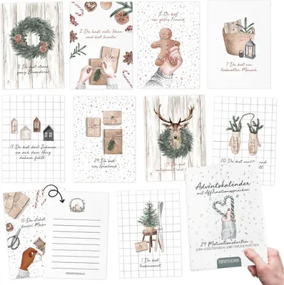 Productafbeelding van Kaarten-Adventskalender 2025 - Mindfulness - 24 liefdevol geÃ¯llustreerde ansichtkaarten om zelf vorm