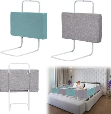 Produktbild von Jopassy Bettgitter Rausfallschutz für Kleinkinder Babys und Kinder Bettschutzgitter für Kinder Bett Kinderbettgitter Sicherheitsschutz 5-Loch Höhenverstellbar 50cm Leinenfarbe