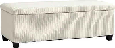 Produktbild von Sitzbank mit Stauraum, Aufbewahrungsbank, Cord-Design, Stahlrahmen, Beige