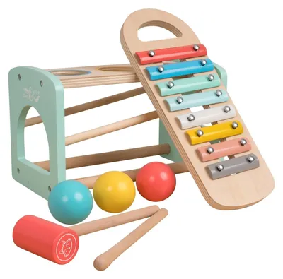 Zdjęcie produktu dla Drewniany ksylofon i cymbały Sowa & Lis Instrument dla dzieci Montessori 12m+