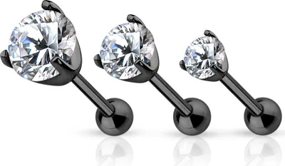 Produktbild von 1 Stück Autiga® Ohr Piercing Zirkonia Stecker Tragus Helix Cartilage Barbell Kristalle Kugel Ø 4 mm