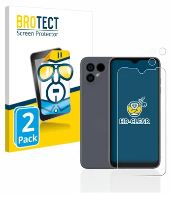 Product packaging for a screen protector, with a smartphone illustration and the product itself shown.