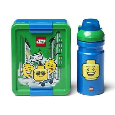 Produktbild von LEGO Lunch-Box Set Iconic Boy blue & green (blau/grün, 2-teilig, mit Trinkflasche)