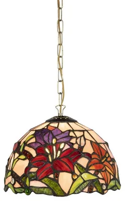 Image de Casa Padrino Luxe Tiffany Lampe à Suspendre Multicolore Ø 23 x H. 75 cm - Lampe à Suspendre Tiffany Art Déco - Salon Suspension - Lampe à Suspendre Déco - Luminaires Tiffany de Luxe - Luminaires Art Déco