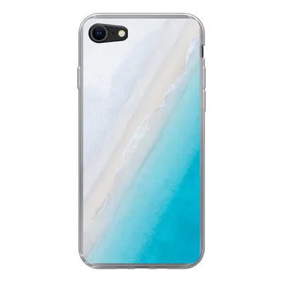 Produktbild von MuchoWow® Handyhülle Schutzhülle Hülle für iPhone SE 2020 Strand - Meer - Blau Silikon Softcase Handy Hülle - Kartenbesitzer