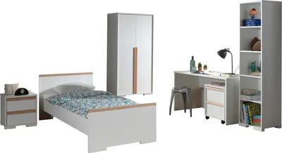 Produktbild von Jugendzimmer-Set >LONDON< in Weiß/Buche
