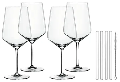 Cocktailspritzerglas-Set 4+4 Glasstrohhalme, 630 ml, Kristallglas