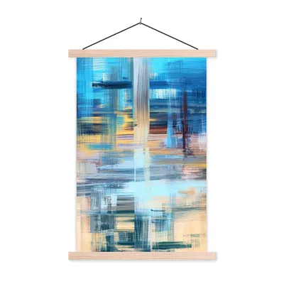 Produktbild von MuchoWow® Textilposter Ölfarbe - Abstrakt - Malerei 60x90 cm mit holzfarbenen Rahmen - Textil