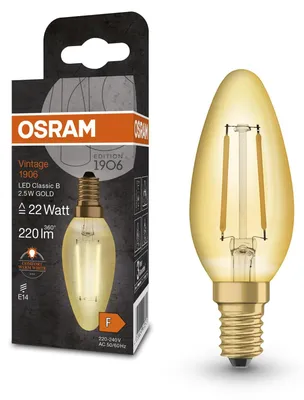 Obrázok produktu pre Osram LED žiarovka Vintage 1906 2,5W = 22W E14 Gold 220lm extra teplá biela 2400K