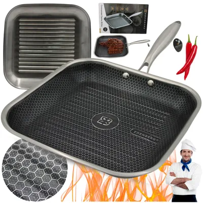 Produktbild von EDENBERG Grillpfanne Edelstahl Wabenmuster 28cm Induktion