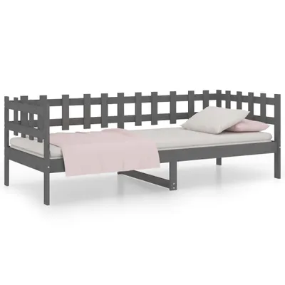 Image de vidaXL Lit de jour Gris 90x200 cm Pin massif