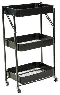 Produktbild von Handwagen, Beistellwagen, Küchenwagen, Putzwagen, klappbar, shcwraz, Rollwagen