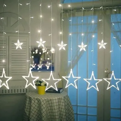 Zdjęcie produktu dla Kurtyna świetlna z gwiazdami LED 138 diod na okno boże narodzenie