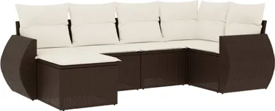 Produktbild von 6-tlg. Garten-Sofagarnitur mit Kissen Braun Poly Rattan