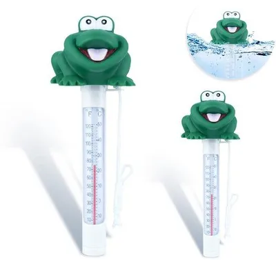 Produktbild von Famanu Schwimmbadthermometer Set mit langer Messschnur - Wasser Temperaturmesser für Pool, Teich und Whirlpool, Kikkermodell