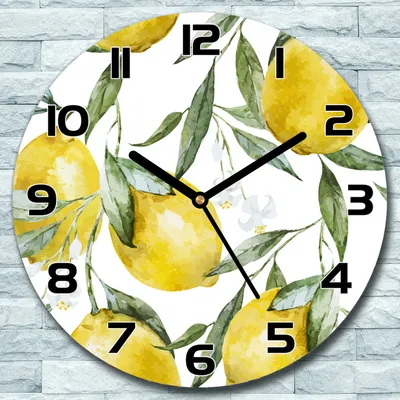 Produktbild von Wanduhr aus Glas Rund fi 30 Zitronenfrüchte Quarz Deko Wohnzimmer Büro