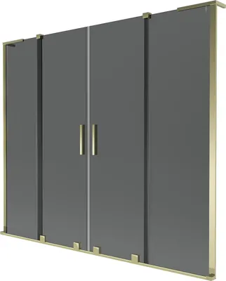 Produktbild von Mexen Velar L Duo Badewannen-Faltwand, 2-flügelig, verschiebbar, 180 x 150 cm, Graphit, Gold - 896-180-003-42-50