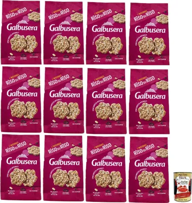 Produktbild von Galbusera RisosuRiso panetti con riso Venere, riso integrale soffiato e semi di papavero, crackers mit Venus -Reis, Puffs Full Rice und Mohnsamen, 12x 200g + Italian Gourmet polpa 400g