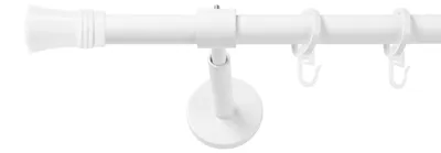 Produktbild von SN Deco Gardinenstange Lyon, 19 mm, 1-läufig, Stahl, Komplett-Set mit Ringen, geschlossener Träger, 200 cm, weiß