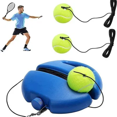 Immagine prodotto di Set da allenamento per tennis con 2 palline rimbalzanti, attrezzo di allenamento fai-da-te per adulti (blu)