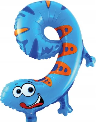 Zdjęcie produktu dla Balon foliowy cyfra 9 Jaszczurka 35 cm – dekoracja urodzinowa i jubileuszowa